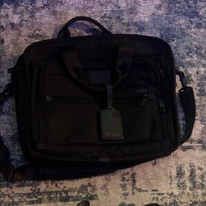 Tumi Black Nylon Laptop Briefcase with Front Zip Pockets